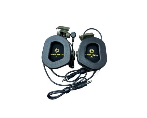 Активні захисні навушники з гарнітурою та адаптером Earmor M32X MARK3 Dual (FG) Olive Mil-Std Активні захисні навушники з гарнітурою та адаптером Earmor M32X MARK3 Dual (FG) Olive Mil-Std