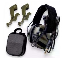 Активні захисні навушники з гарнітурою та адаптером Earmor M32X Mark3 (FG) Olive