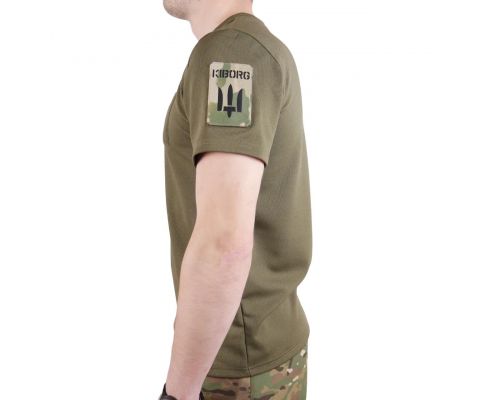 Футболка Kiborg Tactical Coolpass хаки с велкро панелями для шевронов Футболка Kiborg Tactical Coolpass хаки с велкро панелями для шевронов