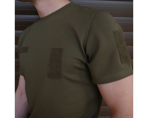 Футболка Kiborg Tactical Coolpass хаки с велкро панелями для шевронов Футболка Kiborg Tactical Coolpass хаки с велкро панелями для шевронов