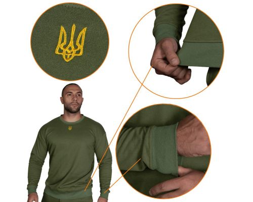Свитшот Basic Олива (золотой трезубец) (7407), S