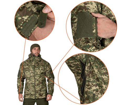 Куртка Stalker SoftShell Хижак піксель (7495), L Куртка Stalker SoftShell Хижак піксель (7495), L