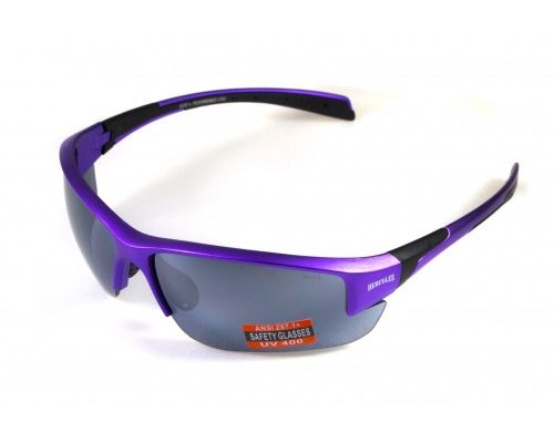Окуляри захисні Global Vision Hercules-7 Purple (silver mirror) дзеркальні чорні у фіолетовій оправі Окуляри захисні Global Vision Hercules-7 Purple (silver mirror) дзеркальні чорні у фіолетовій оправі