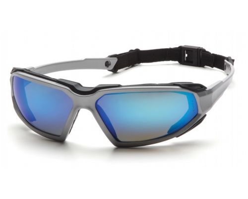 Окуляри захисні з ущільнювачем Pyramex Highlander Silver (ice blue mirror) Anti-Fog, дзеркальні сині в сріблястій оправі Окуляри захисні з ущільнювачем Pyramex Highlander Silver (ice blue mirror) Anti-Fog, дзеркальні сині в сріблястій оправі